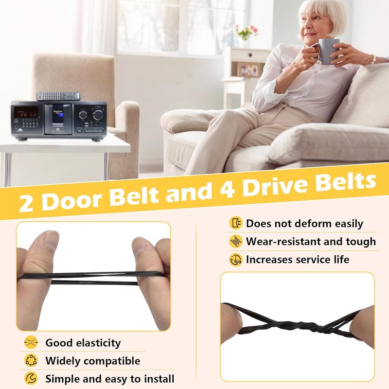 ulapithi Upgrade 2 Door Belt CD Player Belts and 4 Drive Belts Compatible with Sony CD Player Model for CDP-CX455 CDP-CX450 CDP-CX400 CDP-CX355 CDP-CX350 CDP-CX335 CDP-CX300 and 421606101 - Image 3